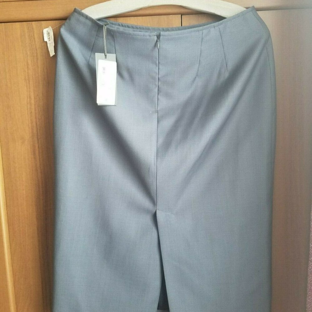 NWT ZANELLA FAY Grey Wool flatter Skirt Fully Lined ITALY Size M / 8 Retail $355